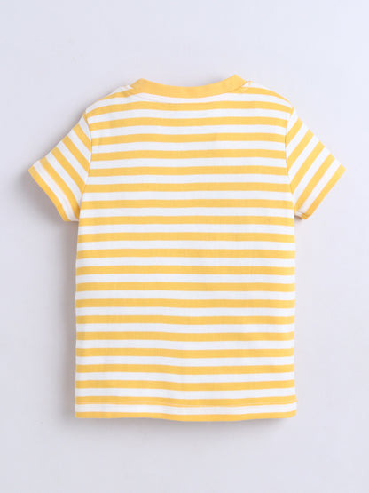 Baby Nation Cotton Knit Half Sleeves Coordinating Shorts Set - Yellow Stripe Bike