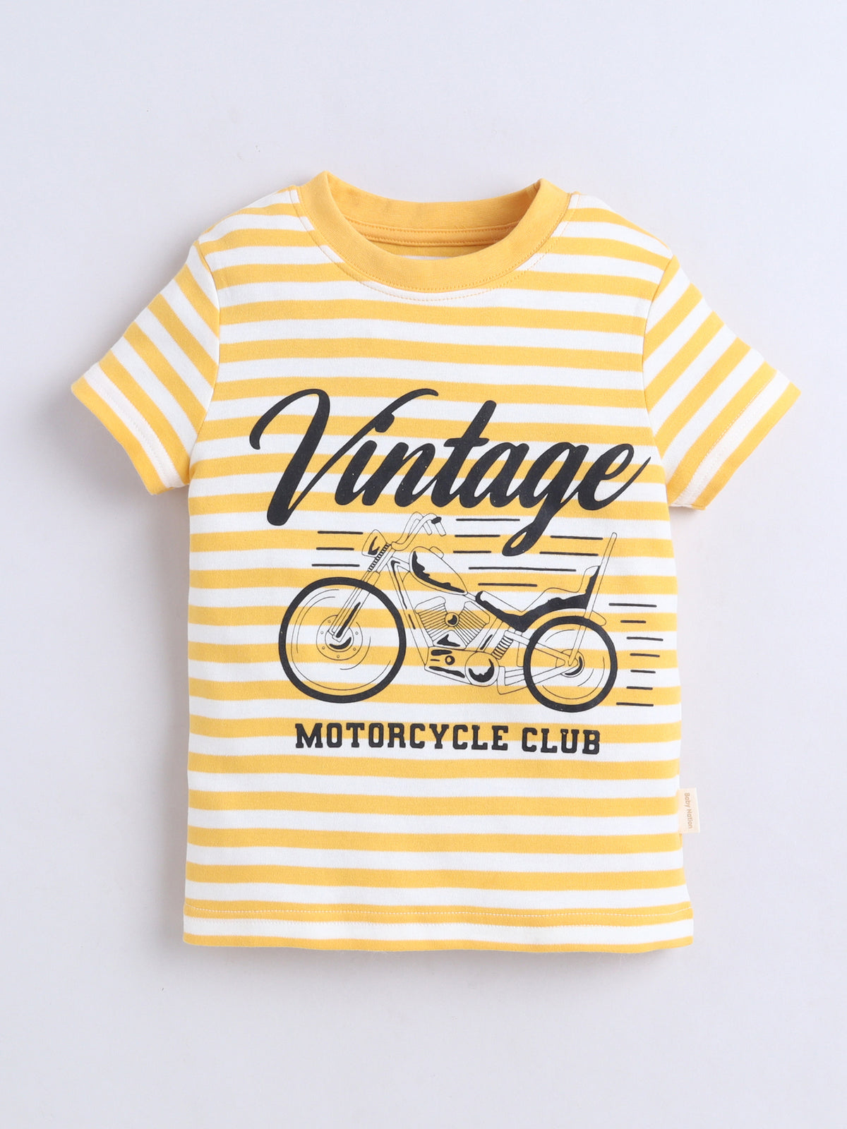 Baby Nation Cotton Knit Half Sleeves Coordinating Shorts Set - Yellow Stripe Bike