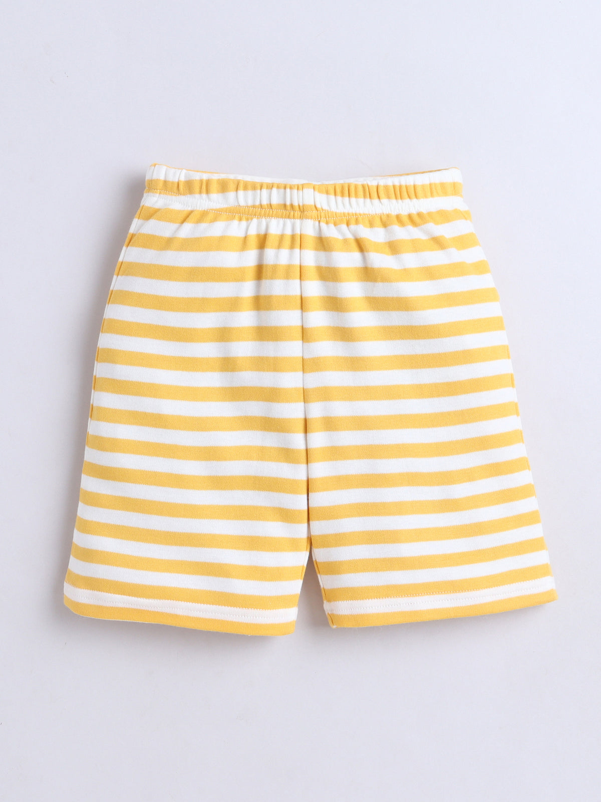 Baby Nation Cotton Knit Half Sleeves Coordinating Shorts Set - Yellow Stripe Bike