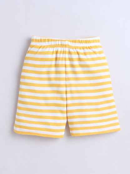Baby Nation Cotton Knit Half Sleeves Coordinating Shorts Set - Yellow Stripe Bike