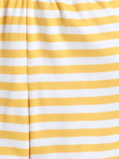 Baby Nation Cotton Knit Half Sleeves Coordinating Shorts Set - Yellow Stripe Bike