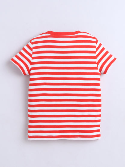 Baby Nation Cotton Knit Half Sleeves Donut Coordinating Shorts Set - Red Donut