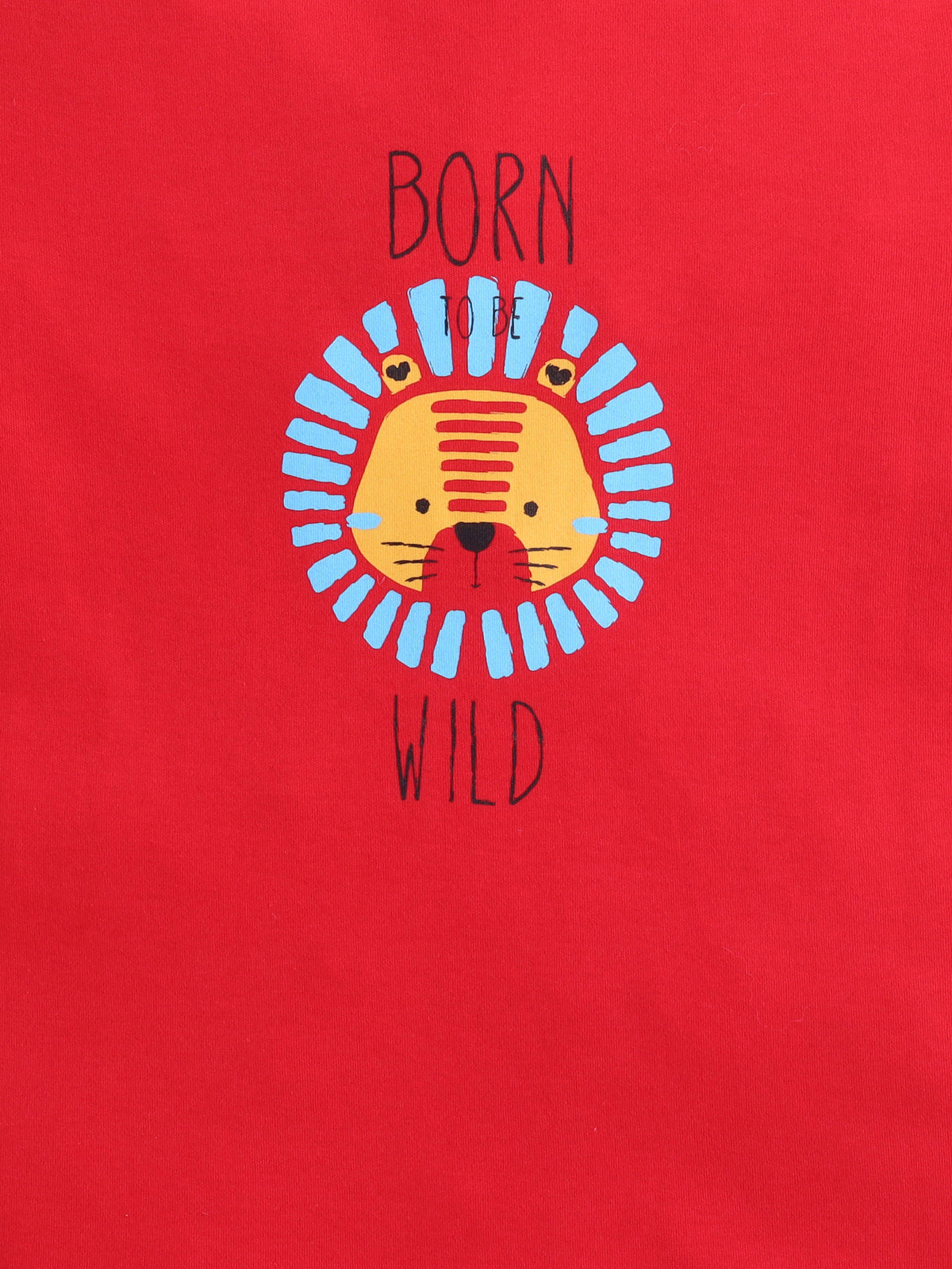 Baby Nation Cotton Knit Half Sleeves Lion Print Coordinating Shorts Set - Red Lion