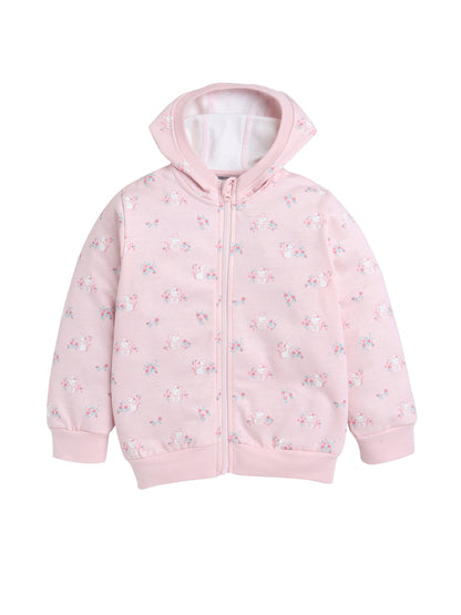 Unisex Printed Winter Hoodie – Pink Mouse Design