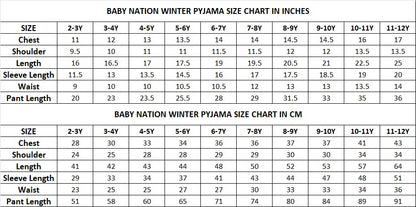 Baby Nation Kids Printed Cotton Night Suit Set-Navy Striped