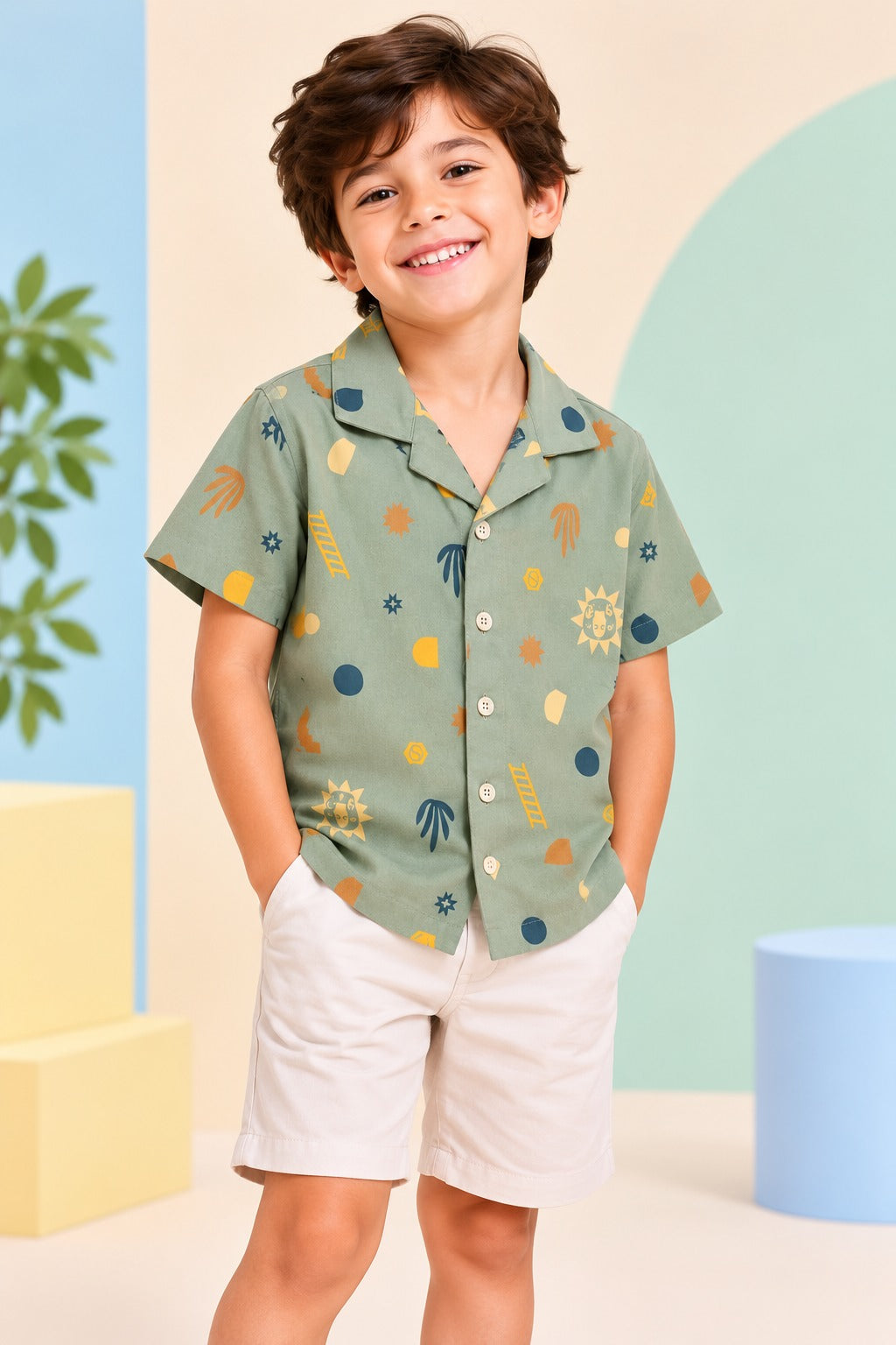 Boys Cotton Shirt - Boho Sun AOP