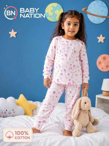 Baby Nation Kids Printed Cotton Night Suit Set - Ice Cream