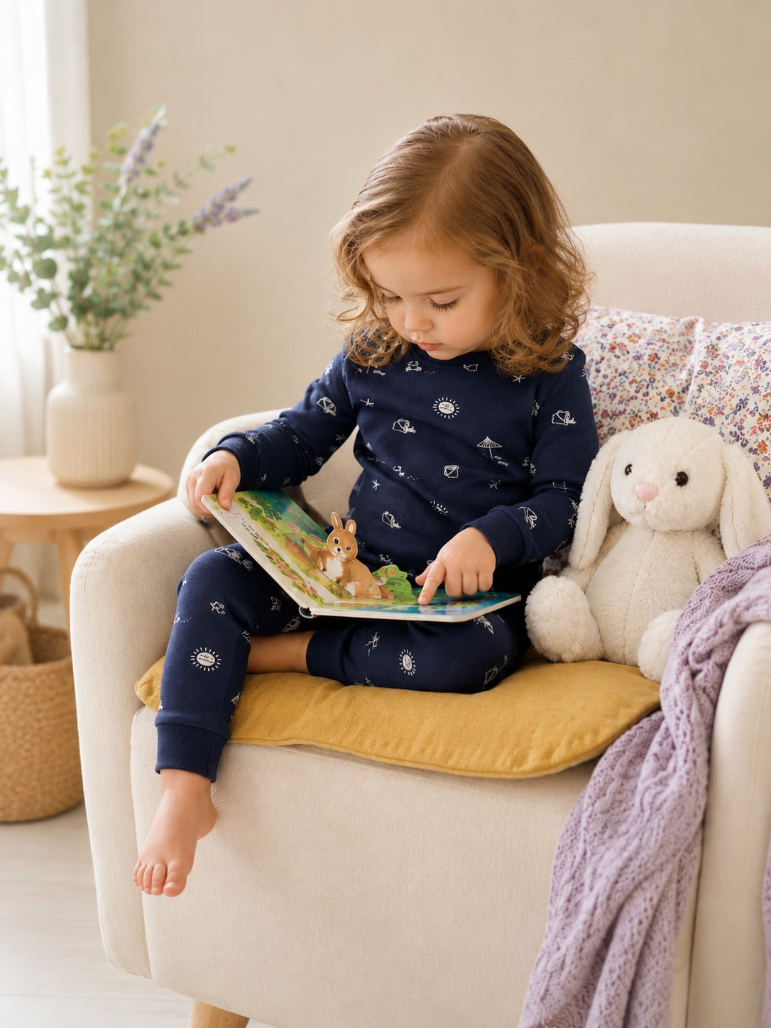 Baby Nation Kids Printed Cotton Night Suit Set - Navy Sea AOP