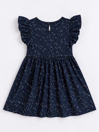 Girls Cotton Dress - Black Multicolor